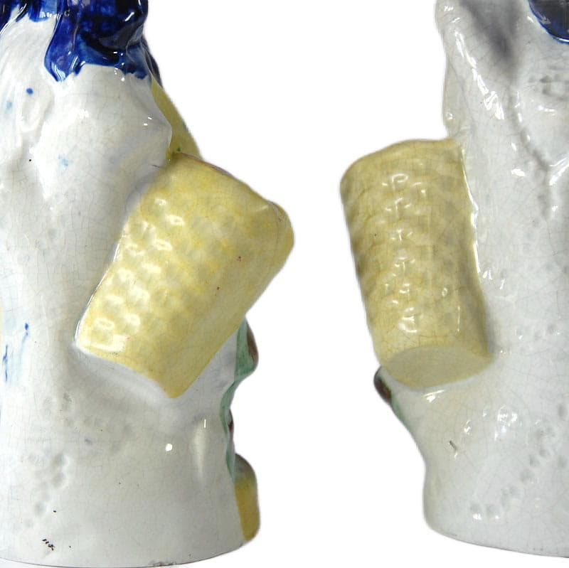 Wielobarwne figurki kominkowe z ceramiki, Staffordshire, Anglia, XIX w. - 6282