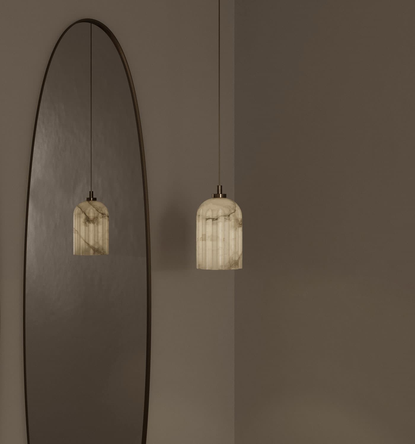 Lampa wisząca Urania wzorzysty alabaster, mosiądz, Embassy Interiors - 80071