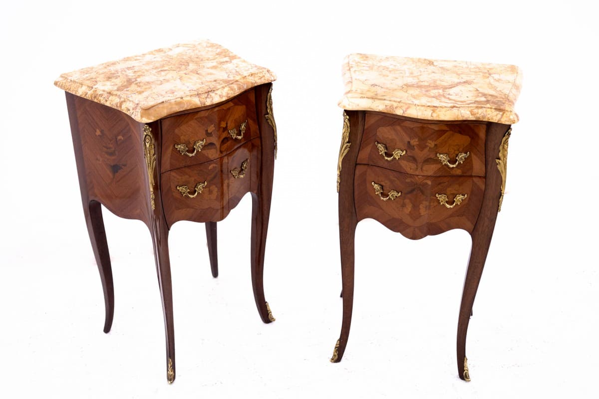 Brązowe stoliki nocne, styl Ludwika XV, Francja, lata 10. - 57606