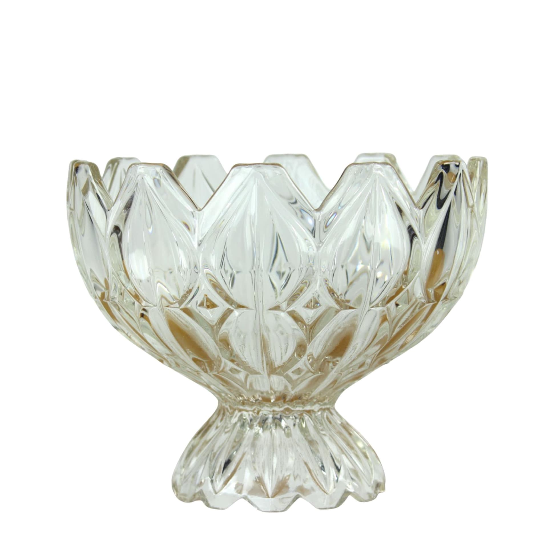 Decorative bowl Tulip, transparent glass, Hermanova Hut, Czechoslovakia, 1950s