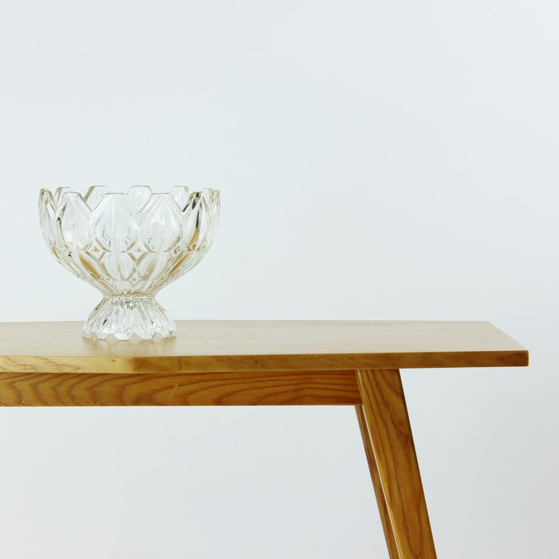 Decorative bowl Tulip, transparent glass, Hermanova Hut, Czechoslovakia, 1950s - 91177