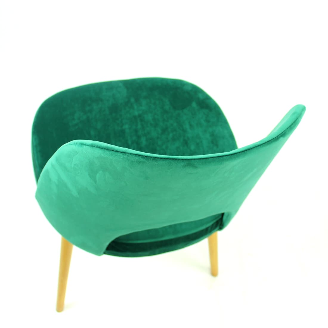 Komplet czterech krzeseł jadalnianych, velvet zielony, dąb jasny, proj. O. Haerdtl, TON, Czechosłowacja, lata 60. - 91209