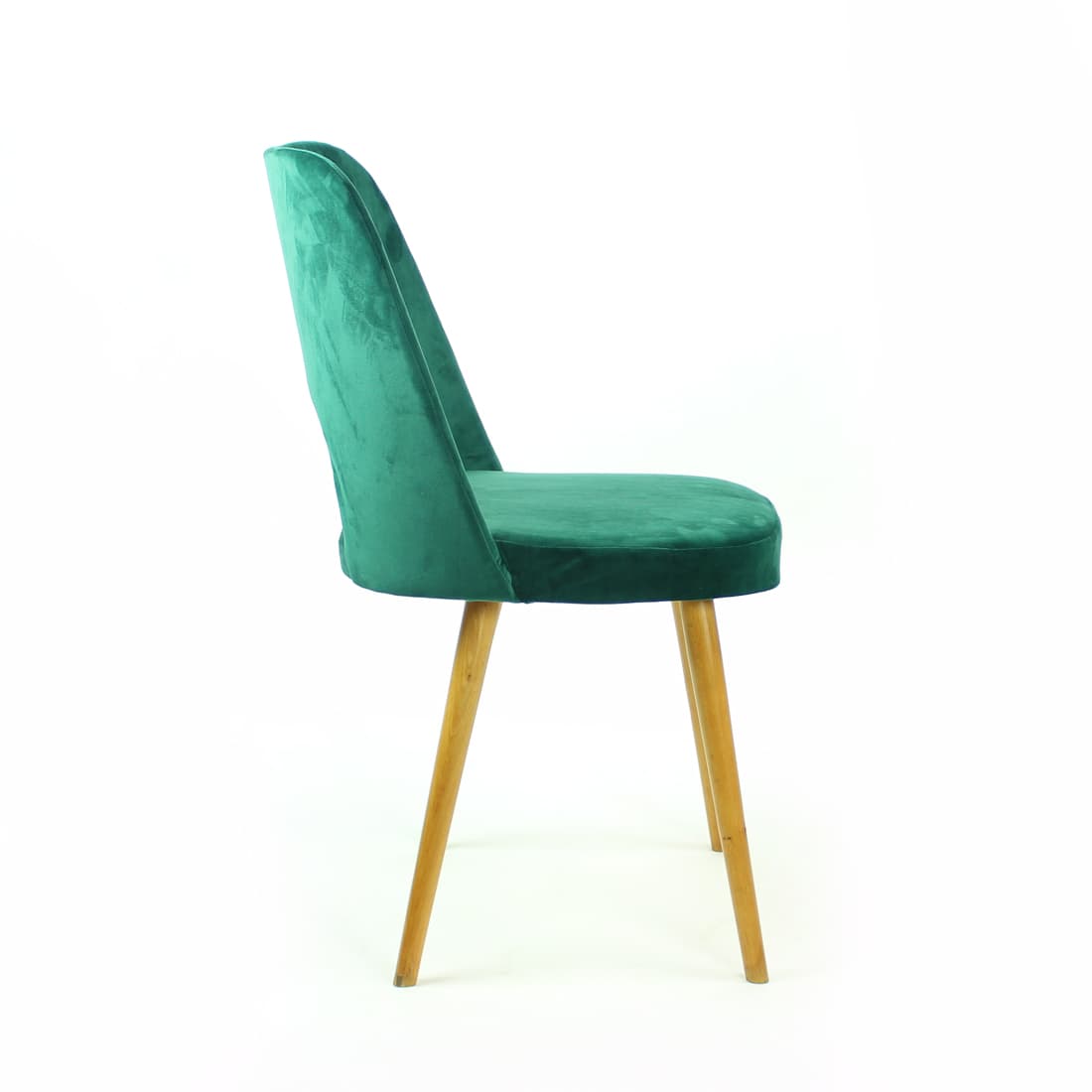 Komplet czterech krzeseł jadalnianych, velvet zielony, dąb jasny, proj. O. Haerdtl, TON, Czechosłowacja, lata 60. - 91201