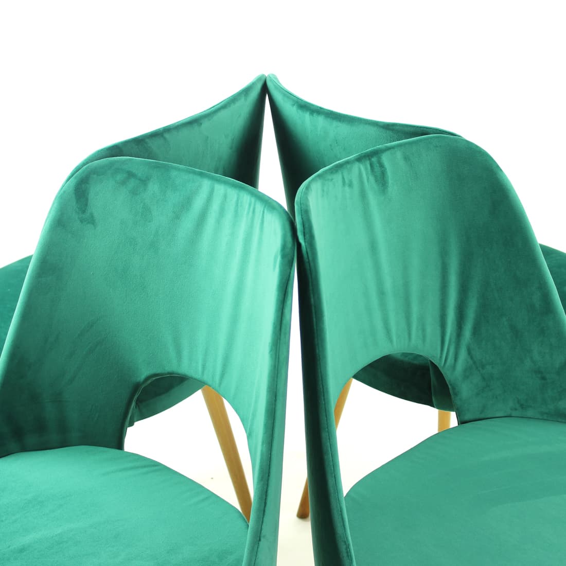 Komplet czterech krzeseł jadalnianych, velvet zielony, dąb jasny, proj. O. Haerdtl, TON, Czechosłowacja, lata 60. - 91204