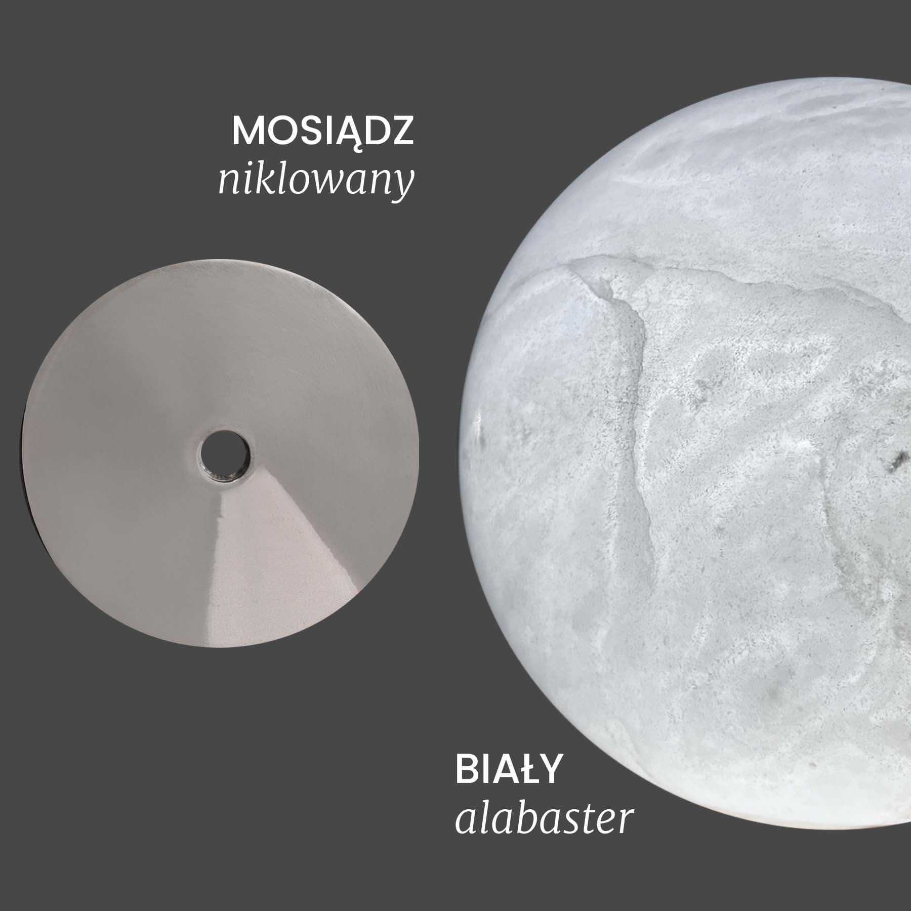 Lampa wisząca Urania biały alabaster, nikiel, Embassy Interiors - 89762