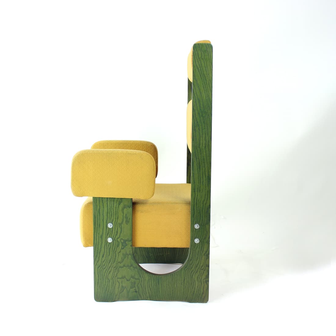 Postmodern Throne Armchair, green plywood, Czechoslovakia, 1980s. - 91308