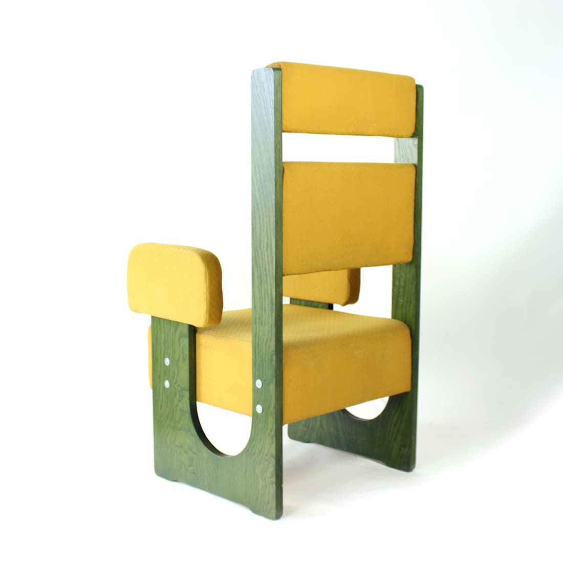 Postmodern Throne Armchair, green plywood, Czechoslovakia, 1980s. - 91312