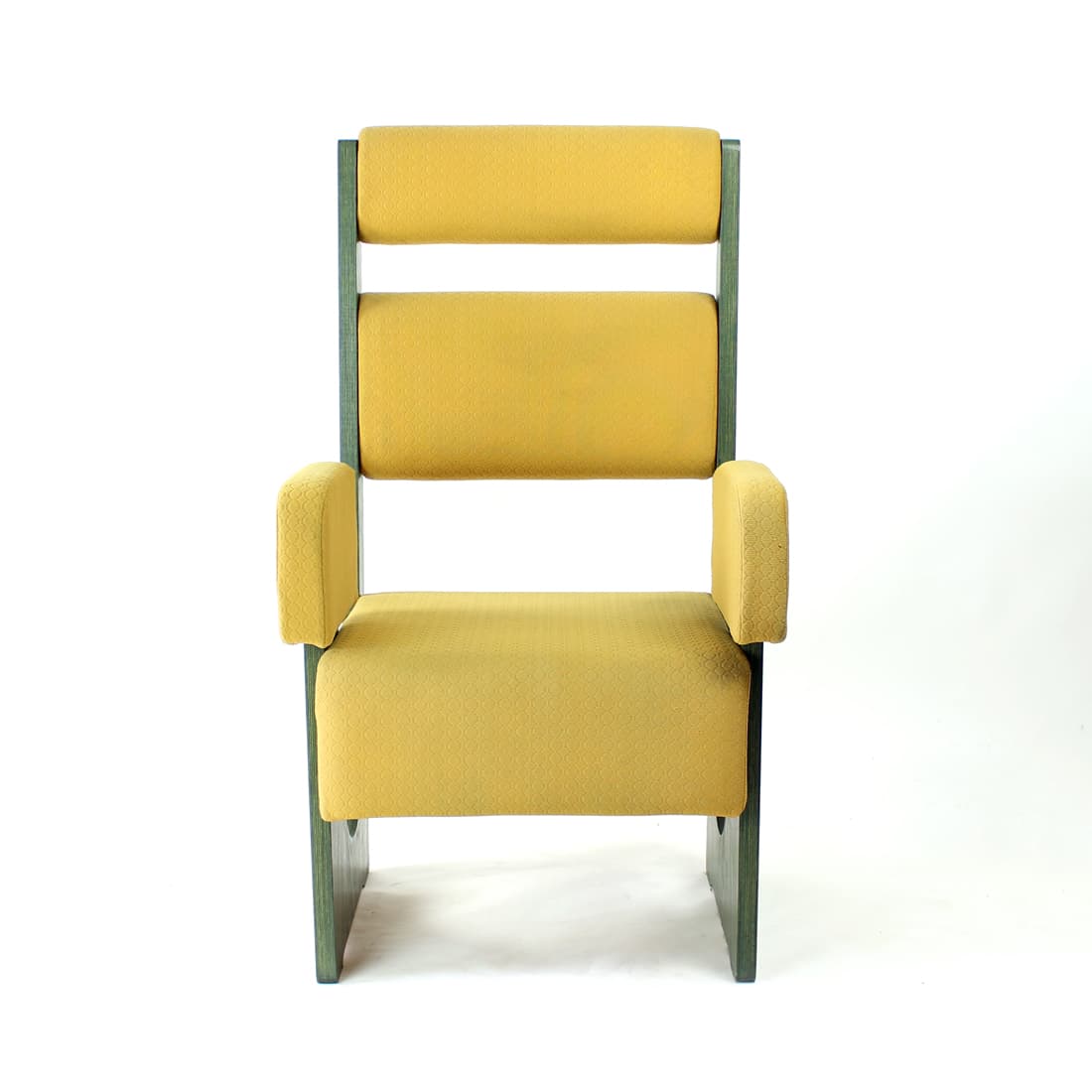 Postmodern Throne Armchair, green plywood, Czechoslovakia, 1980s. - 91307