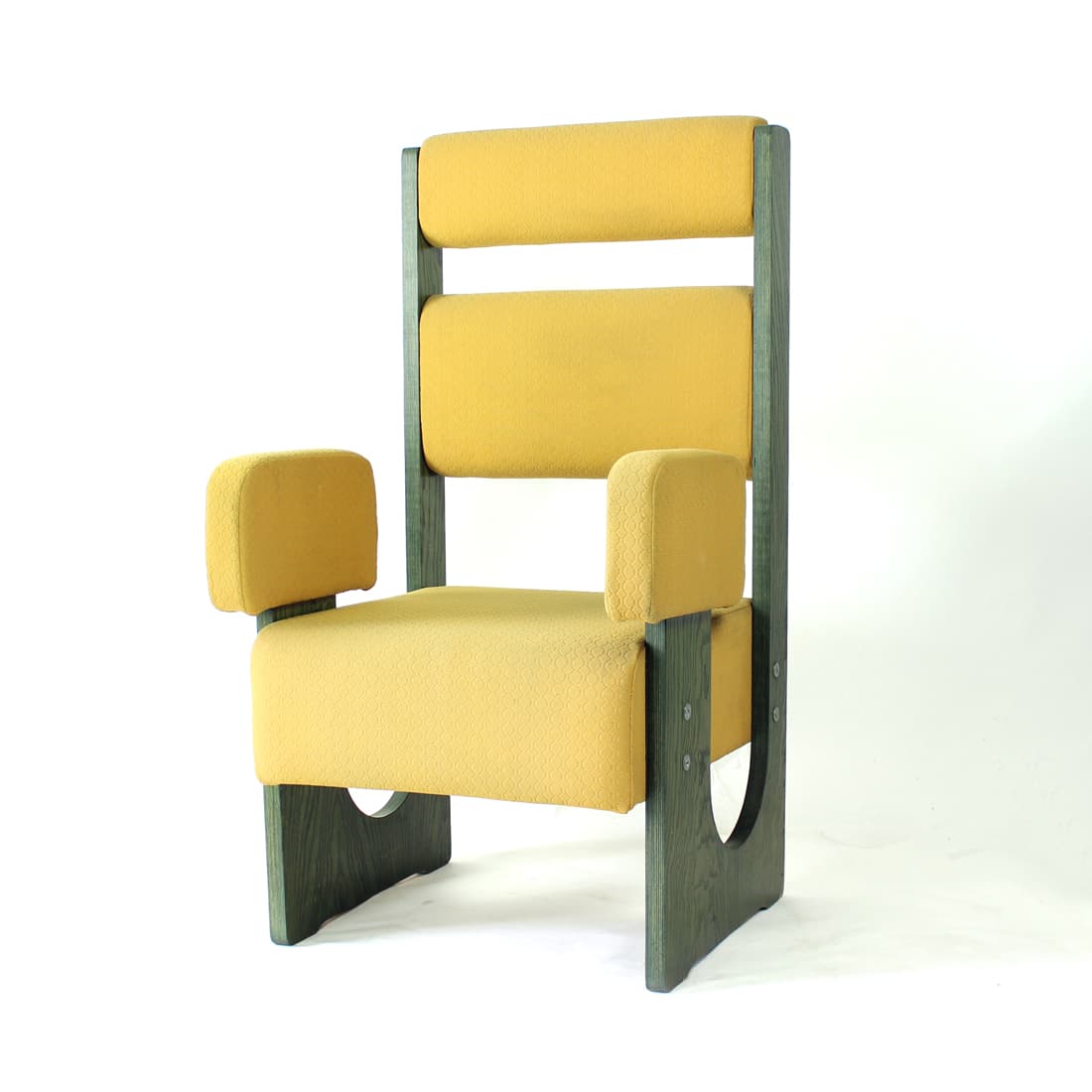 Postmodern Throne Armchair, green plywood, Czechoslovakia, 1980s. - 91306