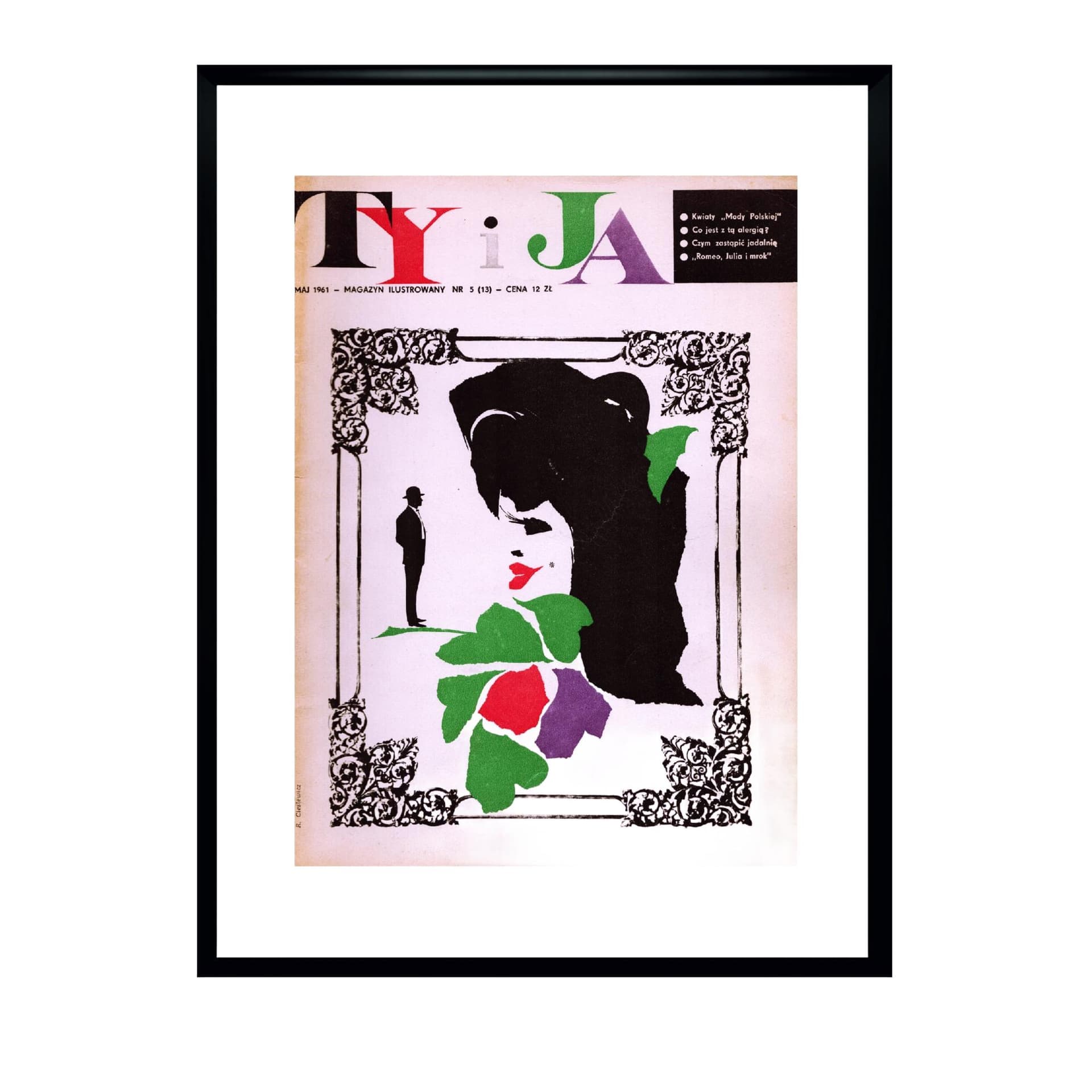 Plakat Ty i JA 30x40 cm, biały, papier, aut. R. Cieślewicz, Polska, lata 60.