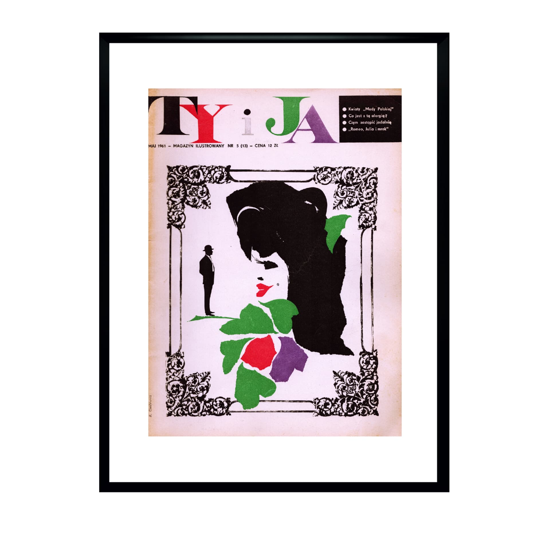 Plakat Ty i JA 30x40 cm, biały, papier, aut. R. Cieślewicz, Polska, lata 60. - 80272