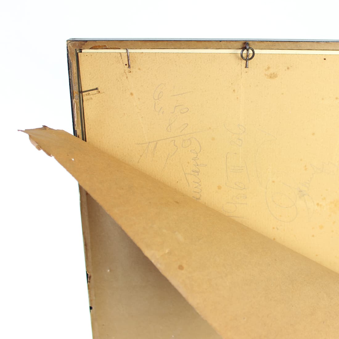 Rysunek ścienny, szary, papier, rama drewniana czarna, Czechosłowacja, lata 50. - 91340