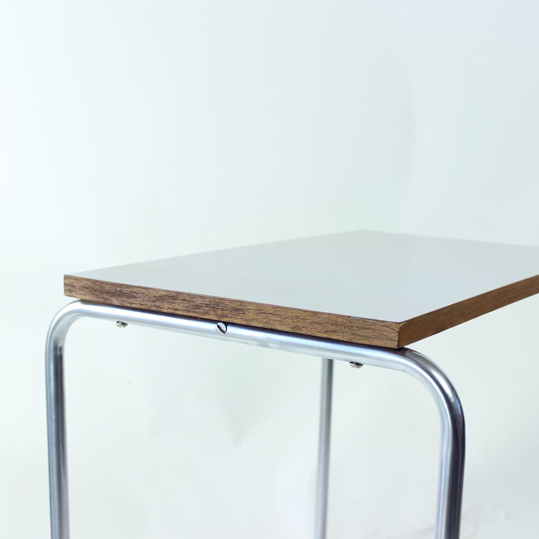 Stolik boczny, szary, formika, stal chromowana, Czechosłowacja, lata 60. - 91352