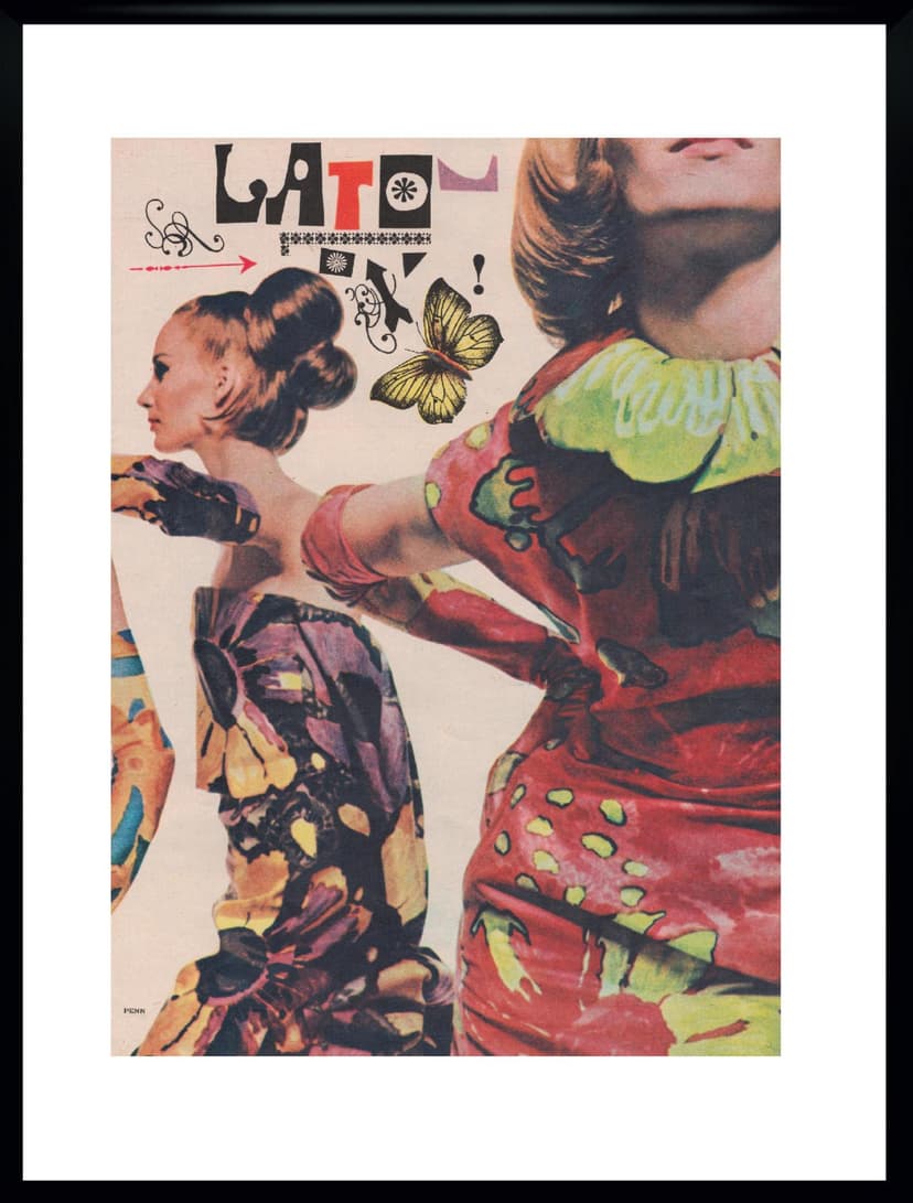Kolaż prasowy LATO, multikolor, papier, Polska, lata 60.