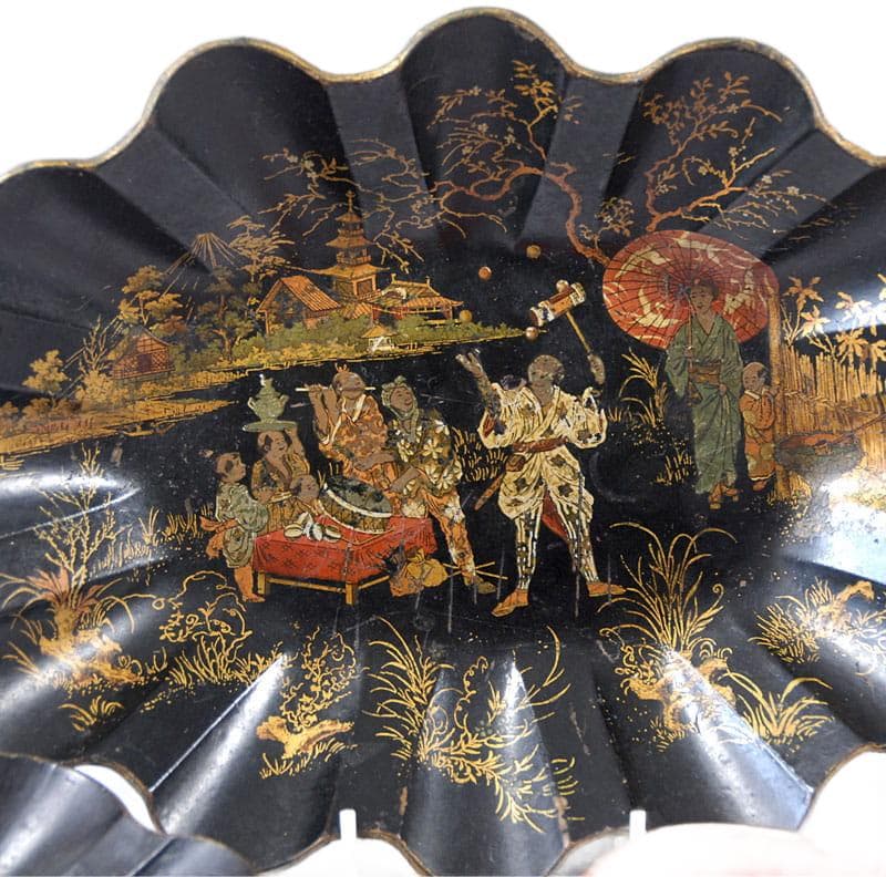 Black and Red Paper Mache Platter Set, France, 19th c. - 6254