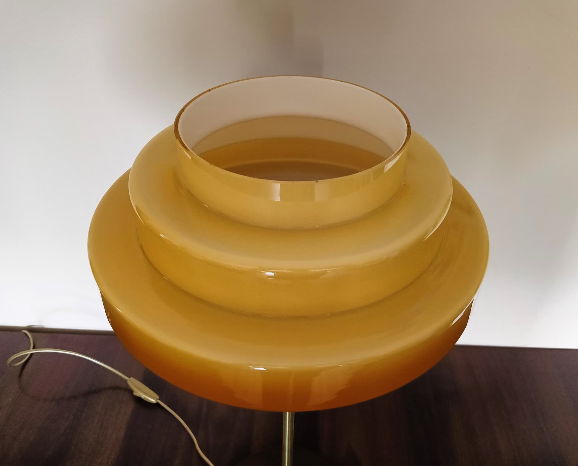 Lampa biurkowa, żółty, szkło, Niemcy, lata 70. - 80437