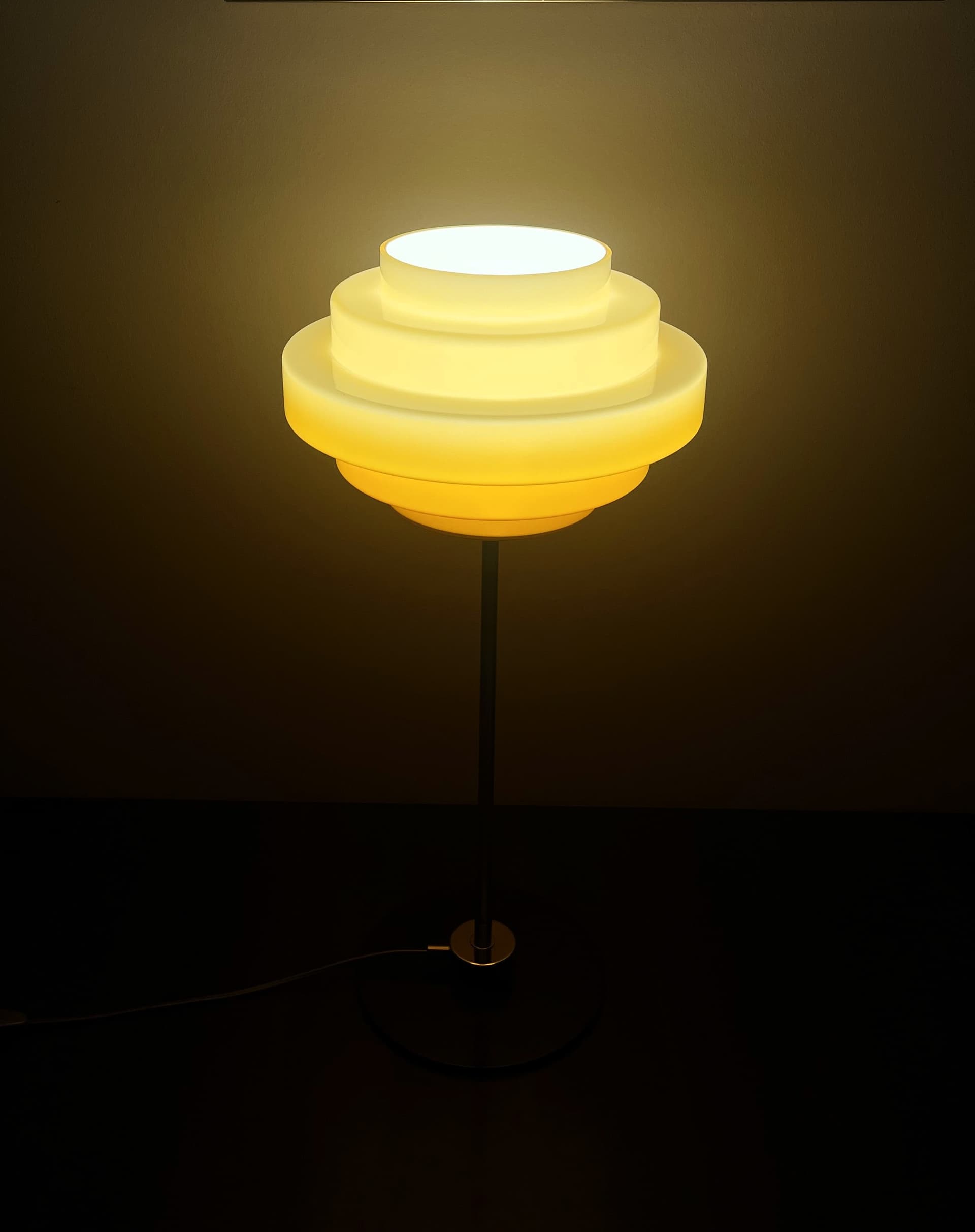Lampa biurkowa, żółty, szkło, Niemcy, lata 70. - 289279