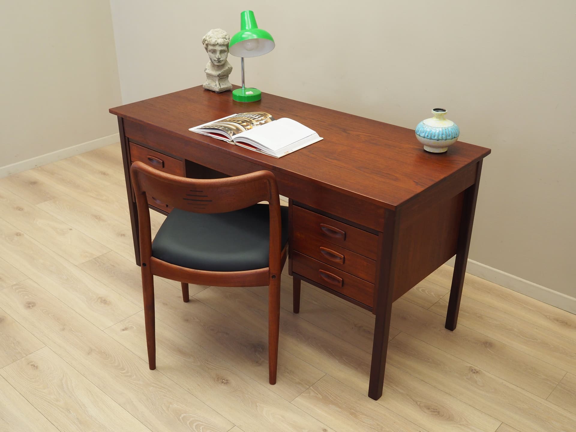 Desk, brown teak, Denmark, 1970s. - 80523