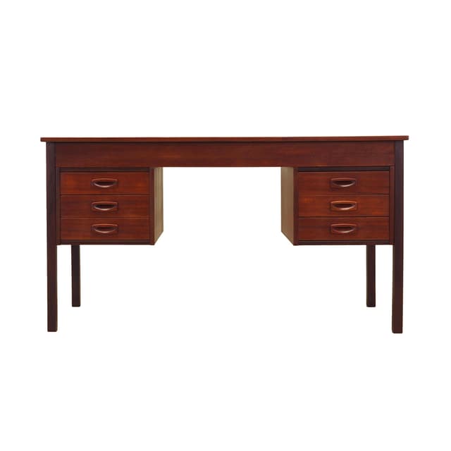 Desk, brown teak, Denmark, 1970s. - DIMENSION