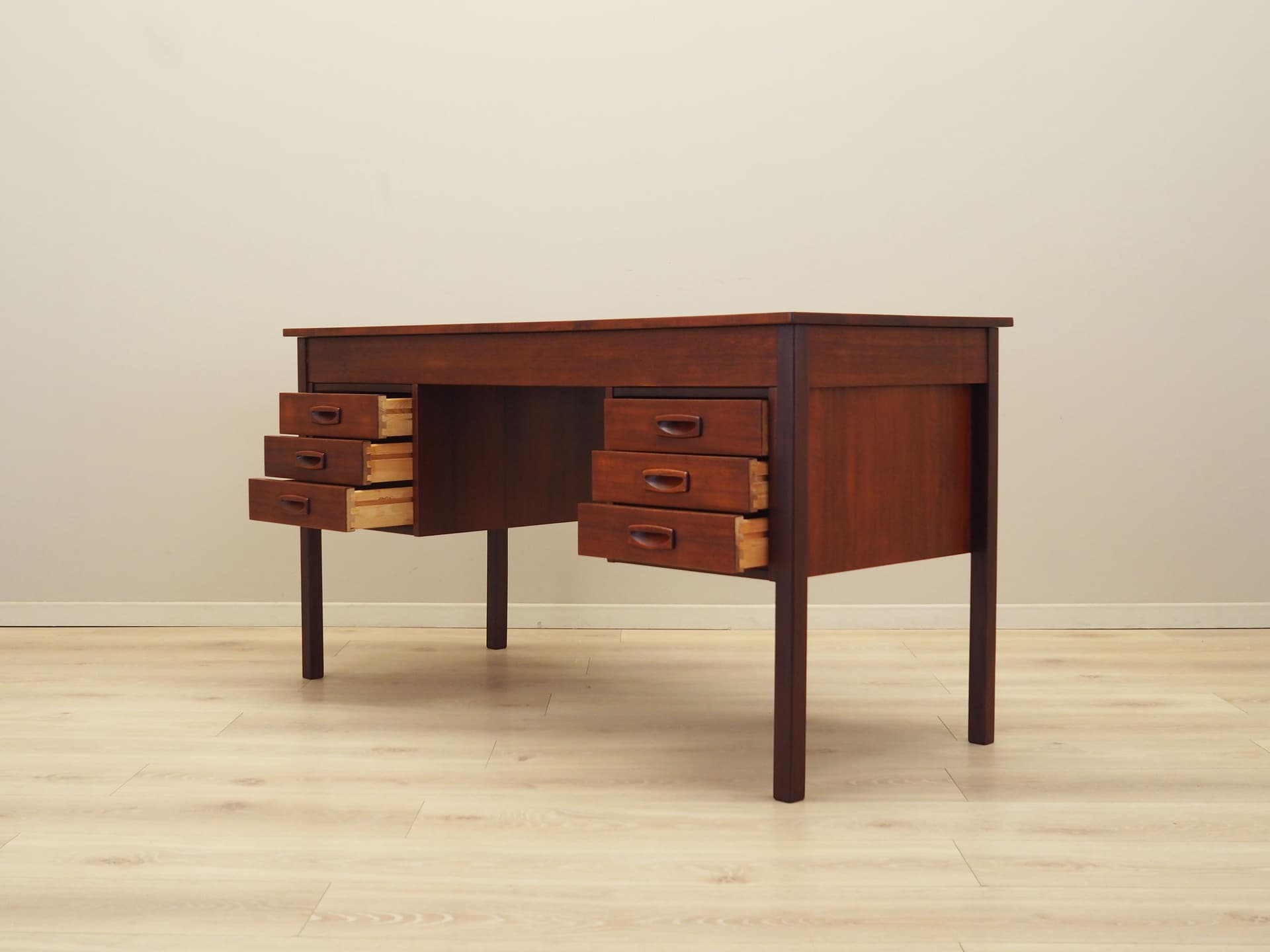 Desk, brown teak, Denmark, 1970s. - 80520