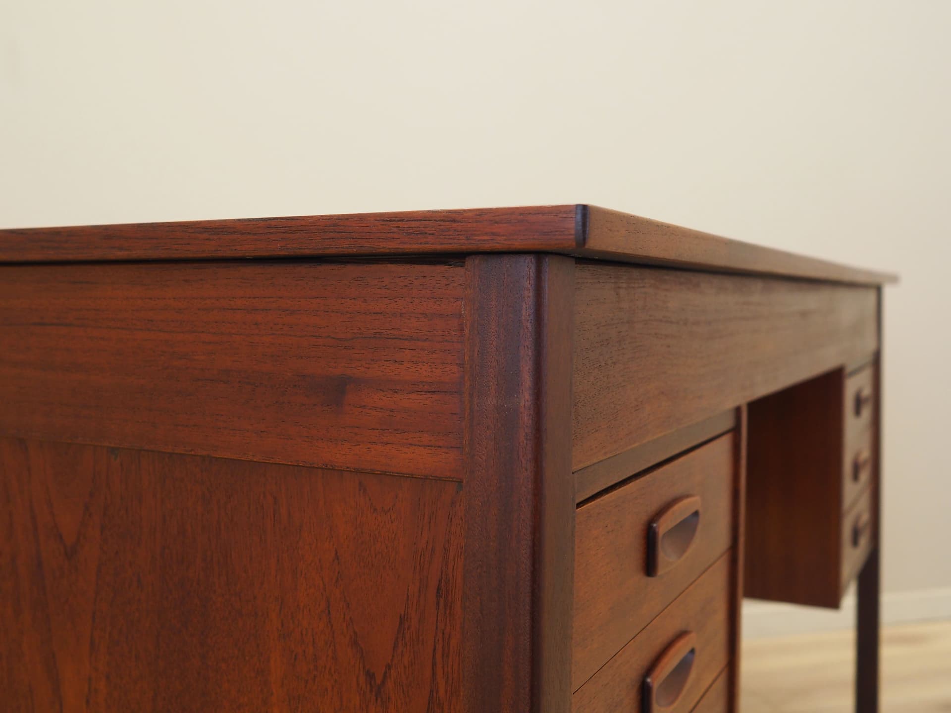 Desk, brown teak, Denmark, 1970s. - 80526