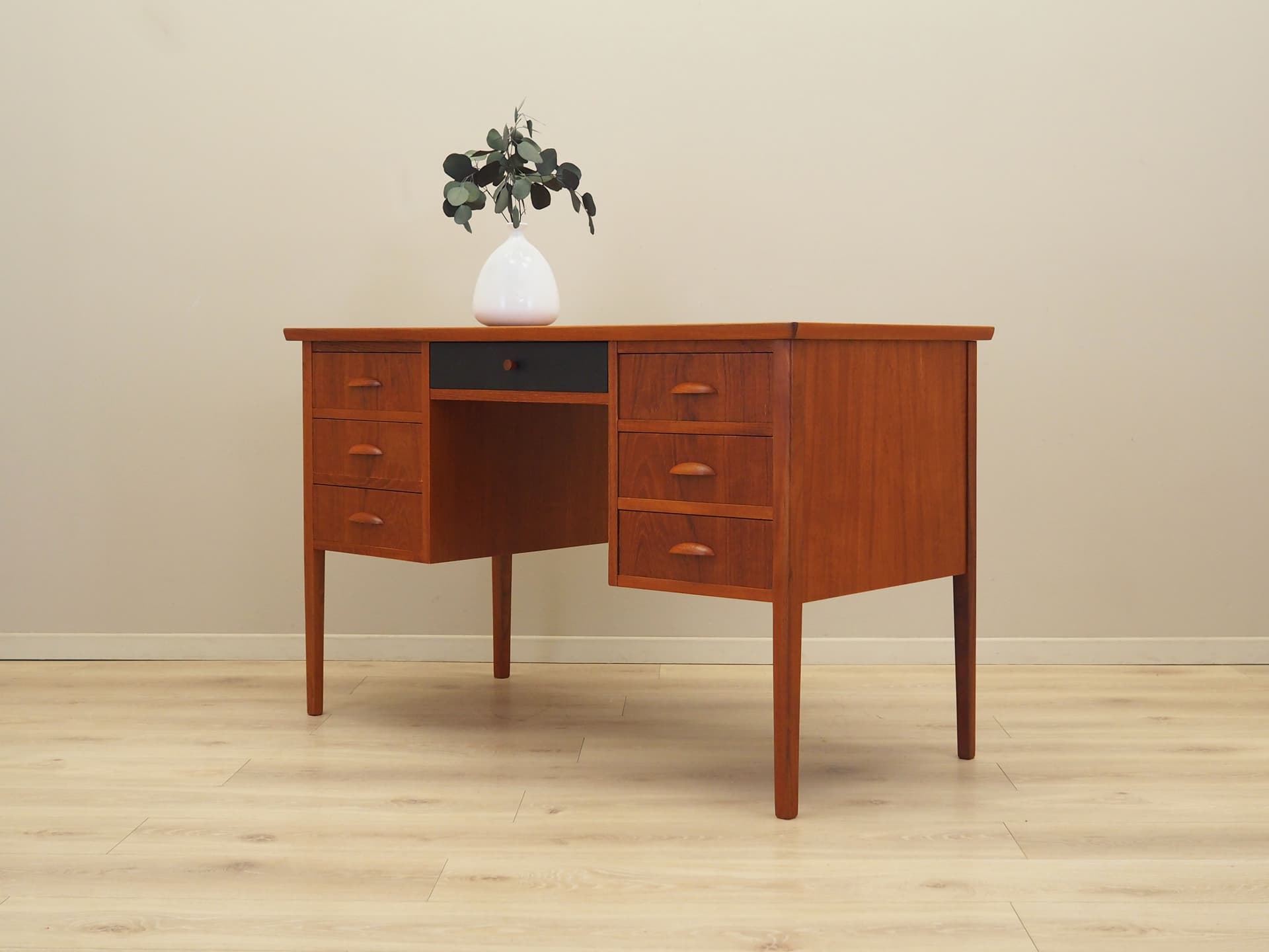 Desk, brown, teak wood, Denmark, 1970s. - 80546