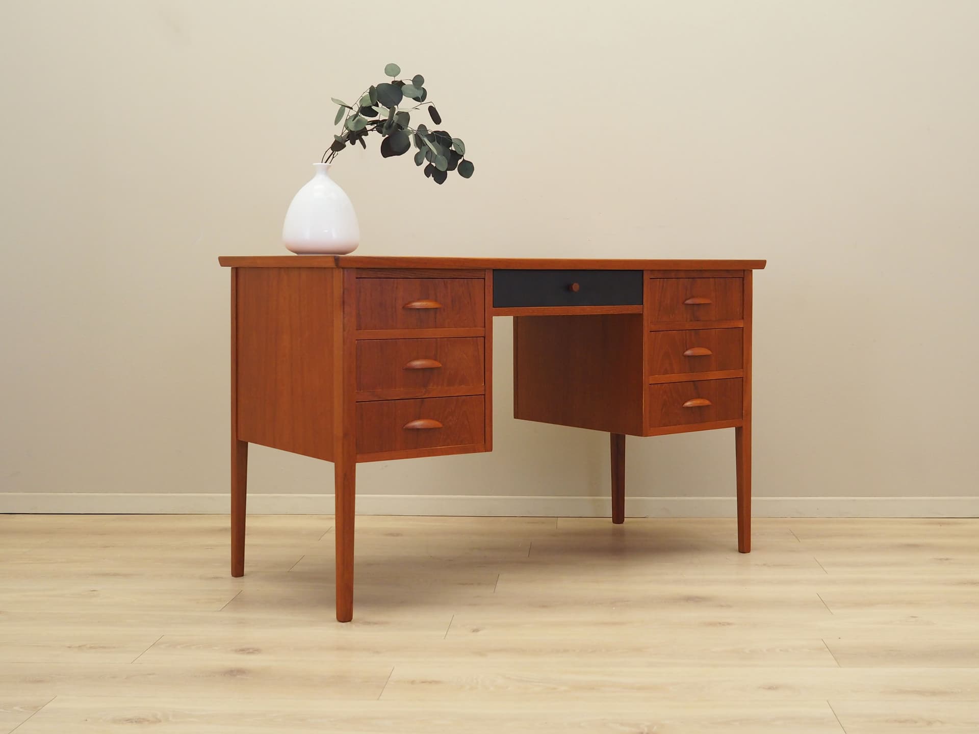 Desk, brown, teak wood, Denmark, 1970s. - 80547