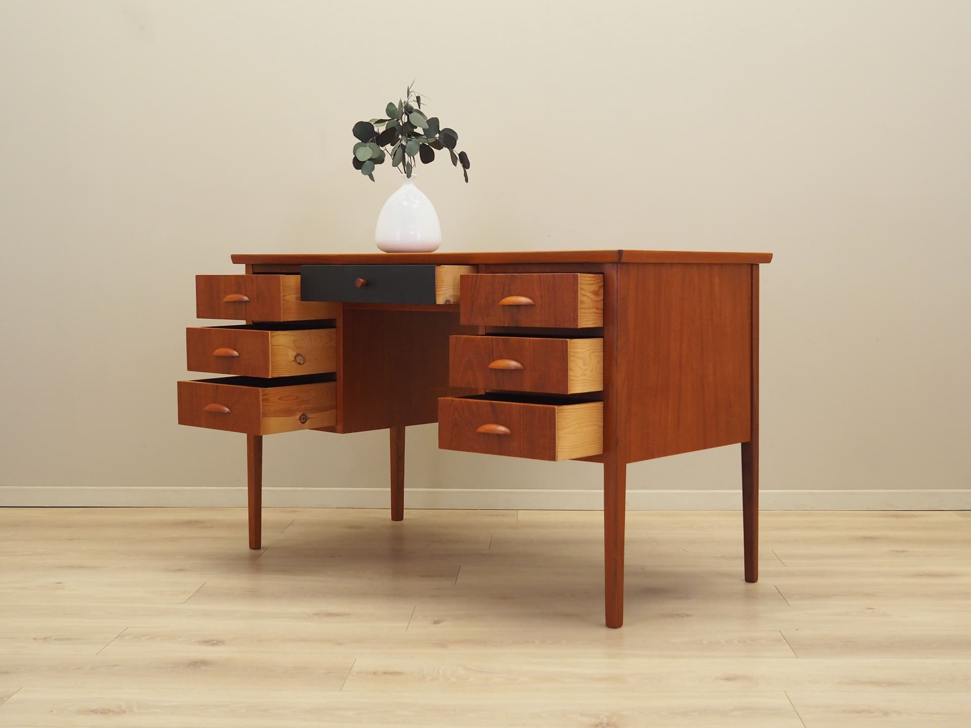 Desk, brown, teak wood, Denmark, 1970s. - 80548