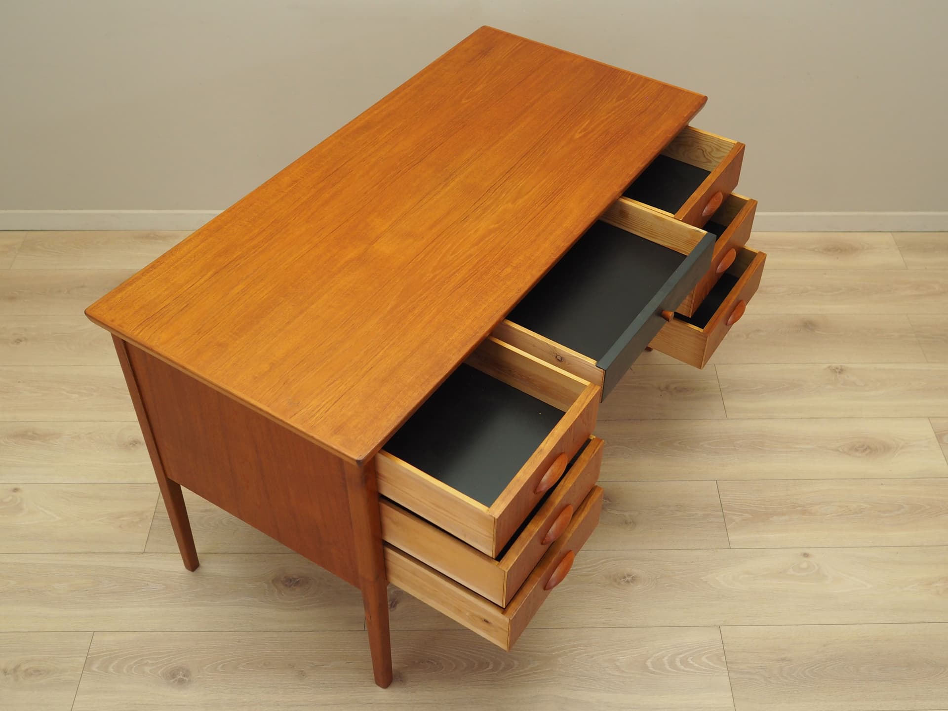 Desk, brown, teak wood, Denmark, 1970s. - 80555