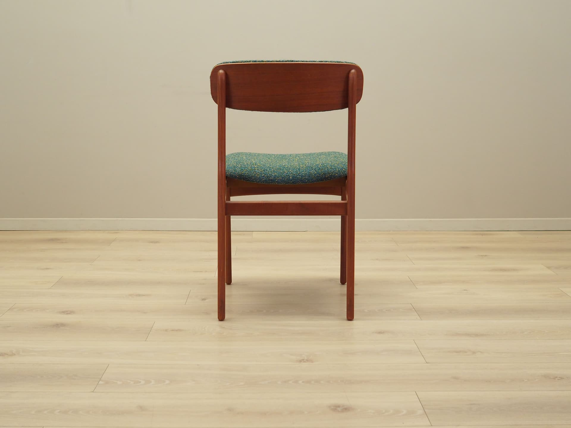 Komplet sześciu krzeseł, zielony, teak, tkanina, Dania, lata 60. - 80567