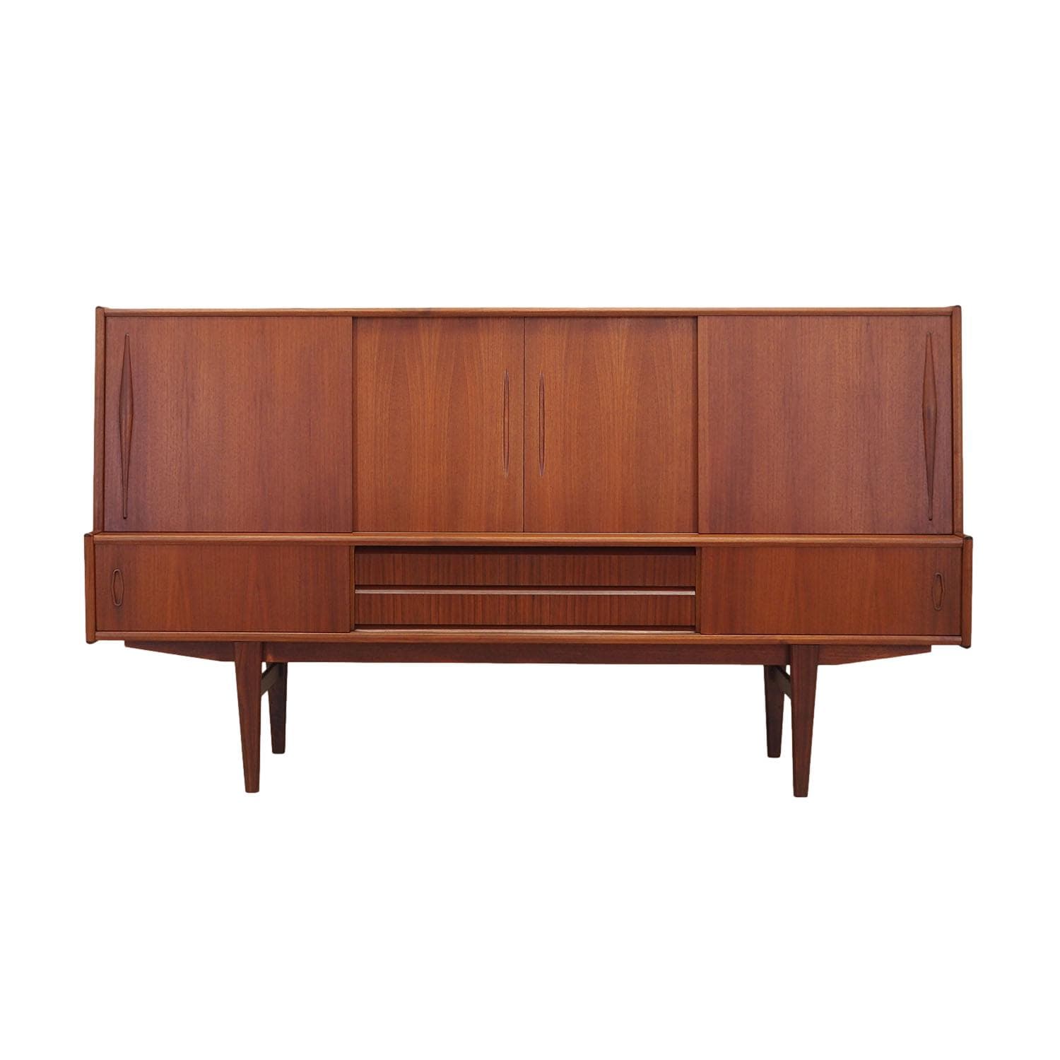 Highboard, brown teak, Denmark, 1970s.
