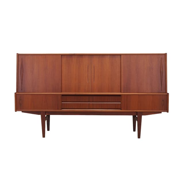Highboard, brown teak, Denmark, 1970s. - DIMENSION