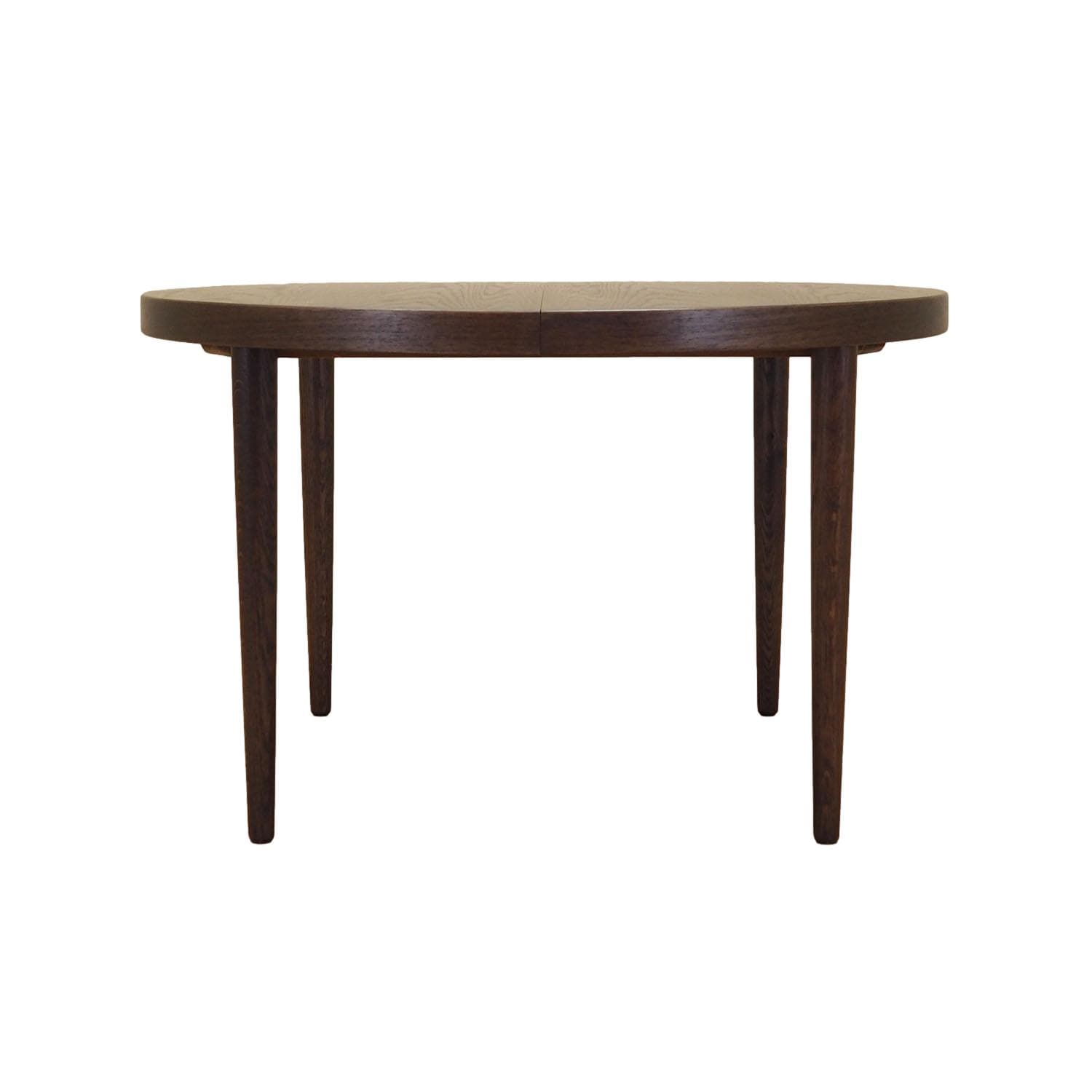 Stół okrągły, dąb ciemny, proj. K. Kristiansen, Dania, lata 70.