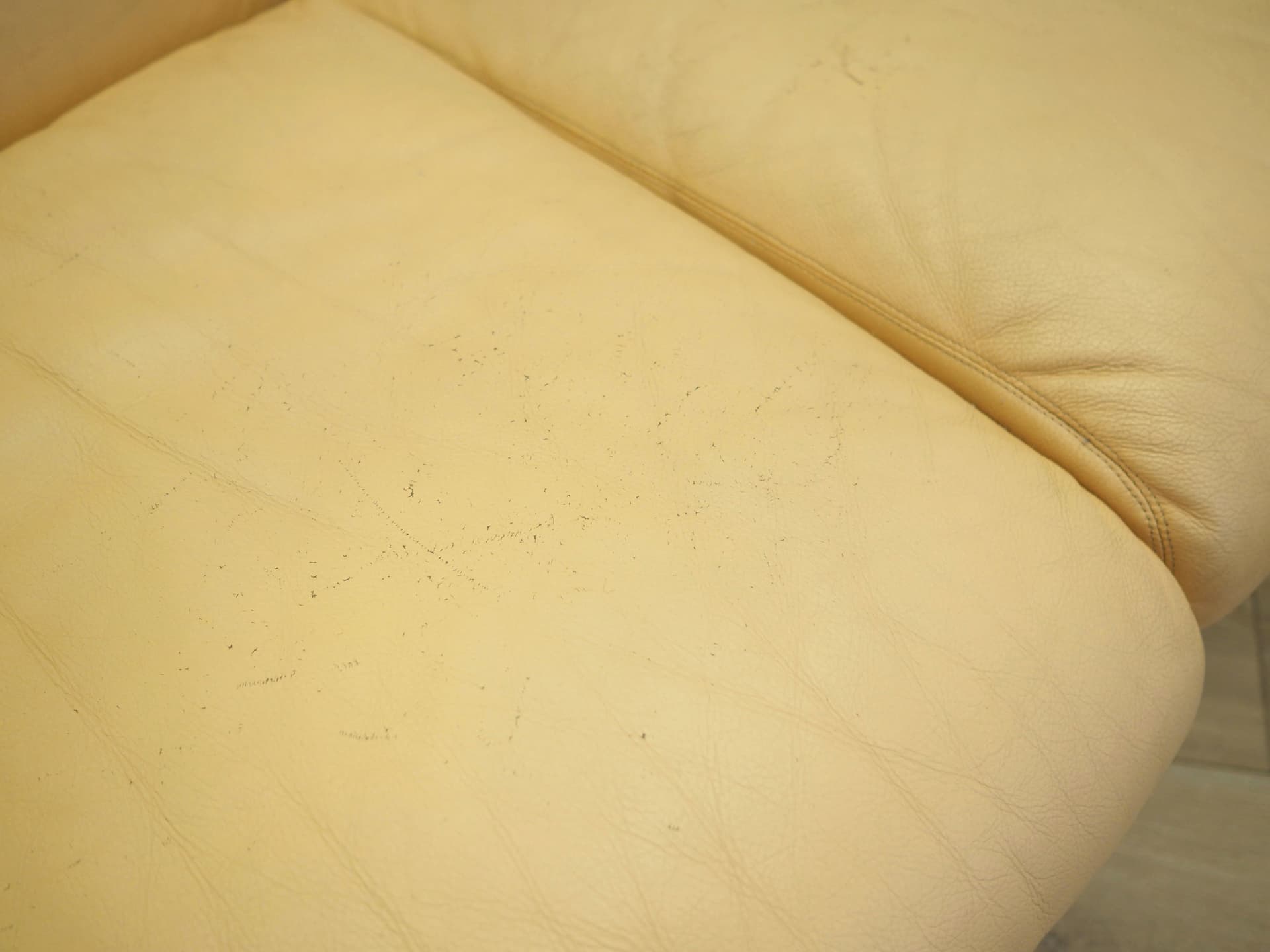 Sofa, żółty, skóra naturalna, Włochy, lata 60. - 81028