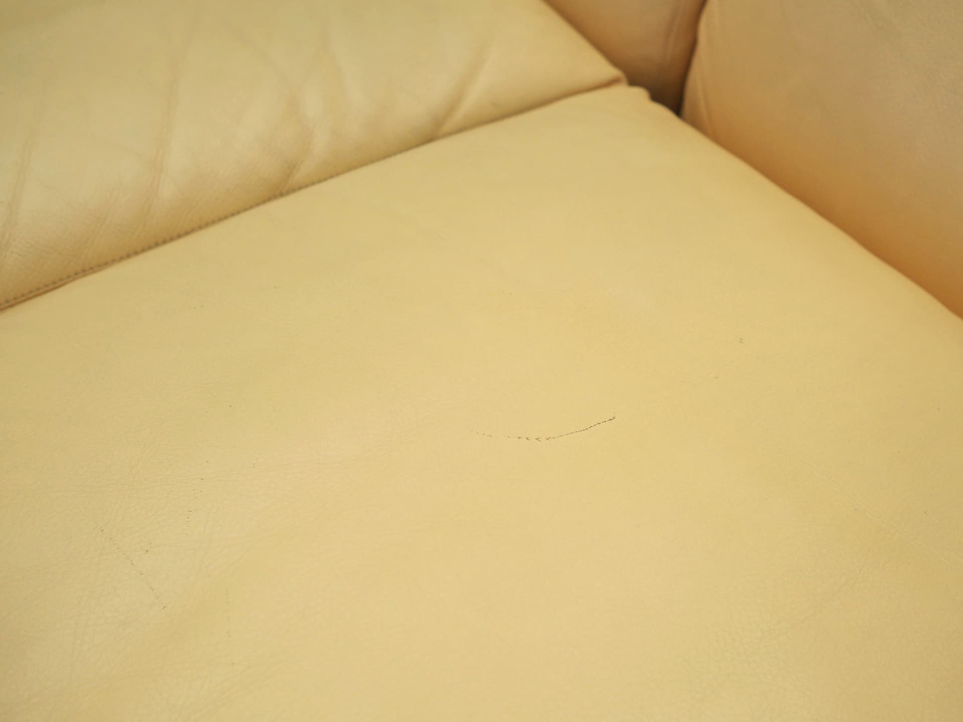 Sofa, żółty, skóra naturalna, Włochy, lata 60. - 81034