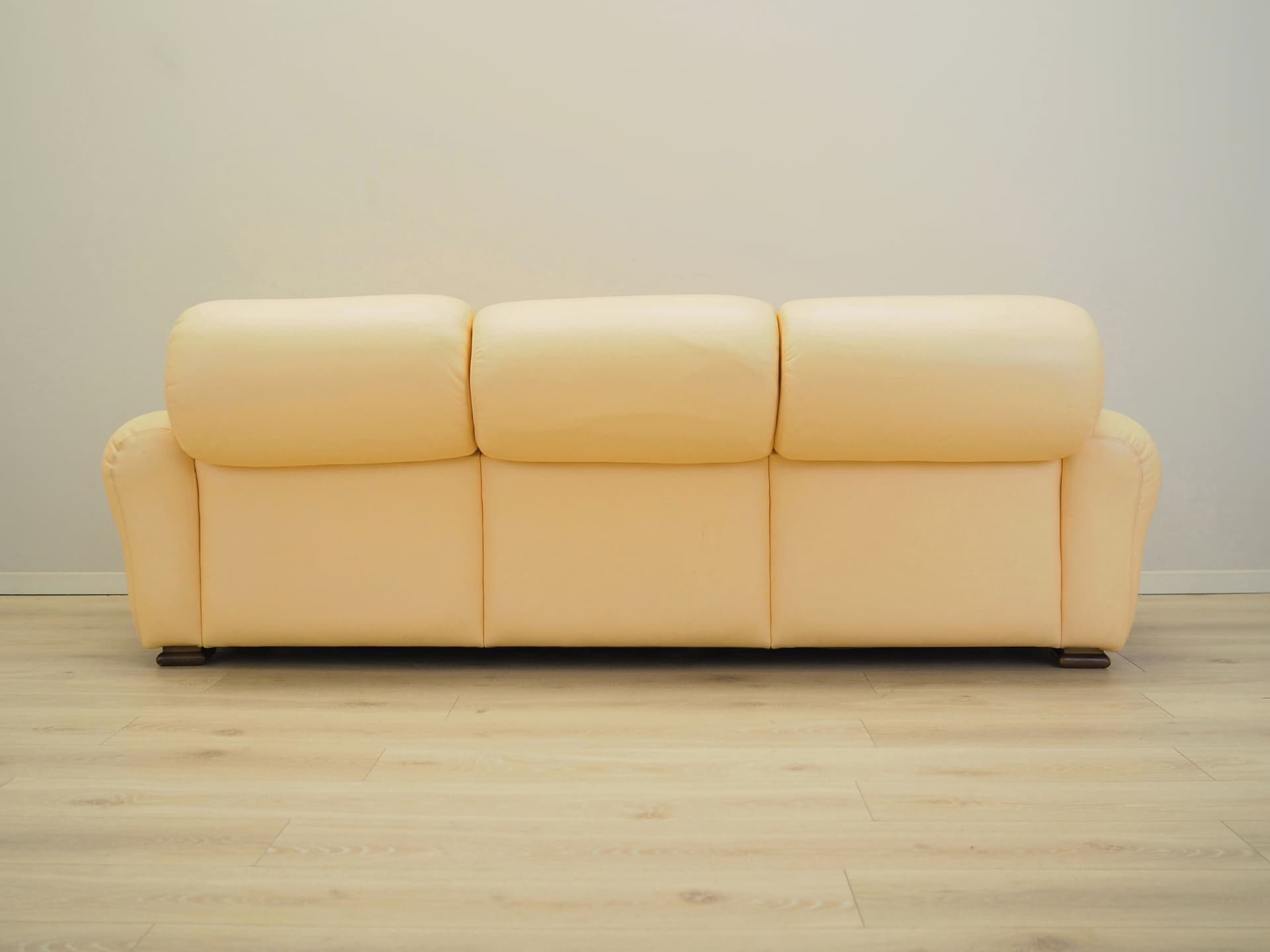 Sofa, żółty, skóra naturalna, Włochy, lata 60. - 81023