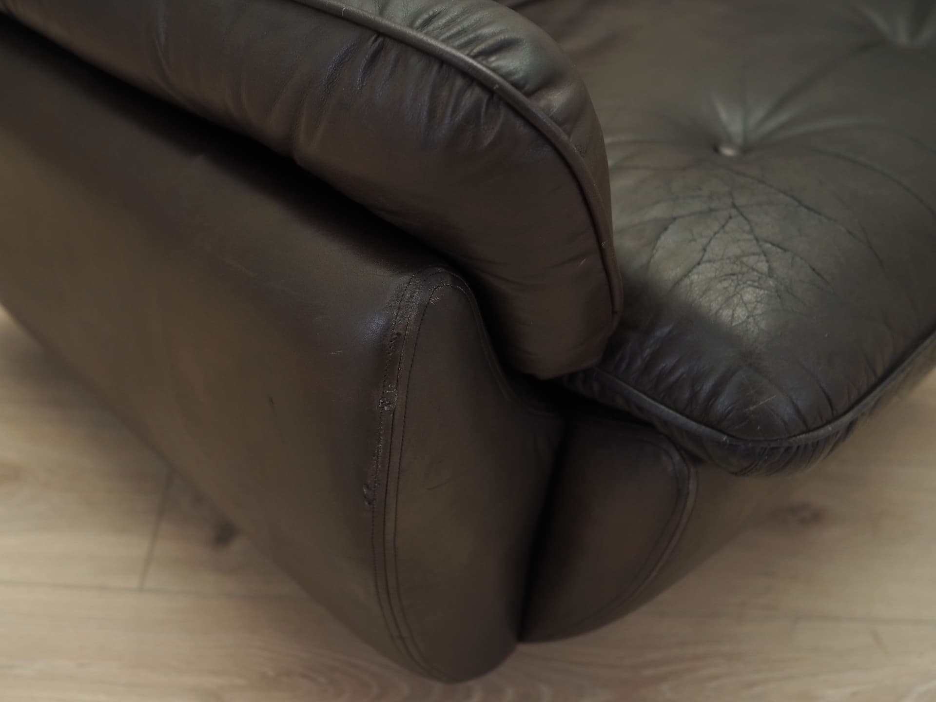 Armchair, dark brown natural leather, Italy, 1970s. - 81224