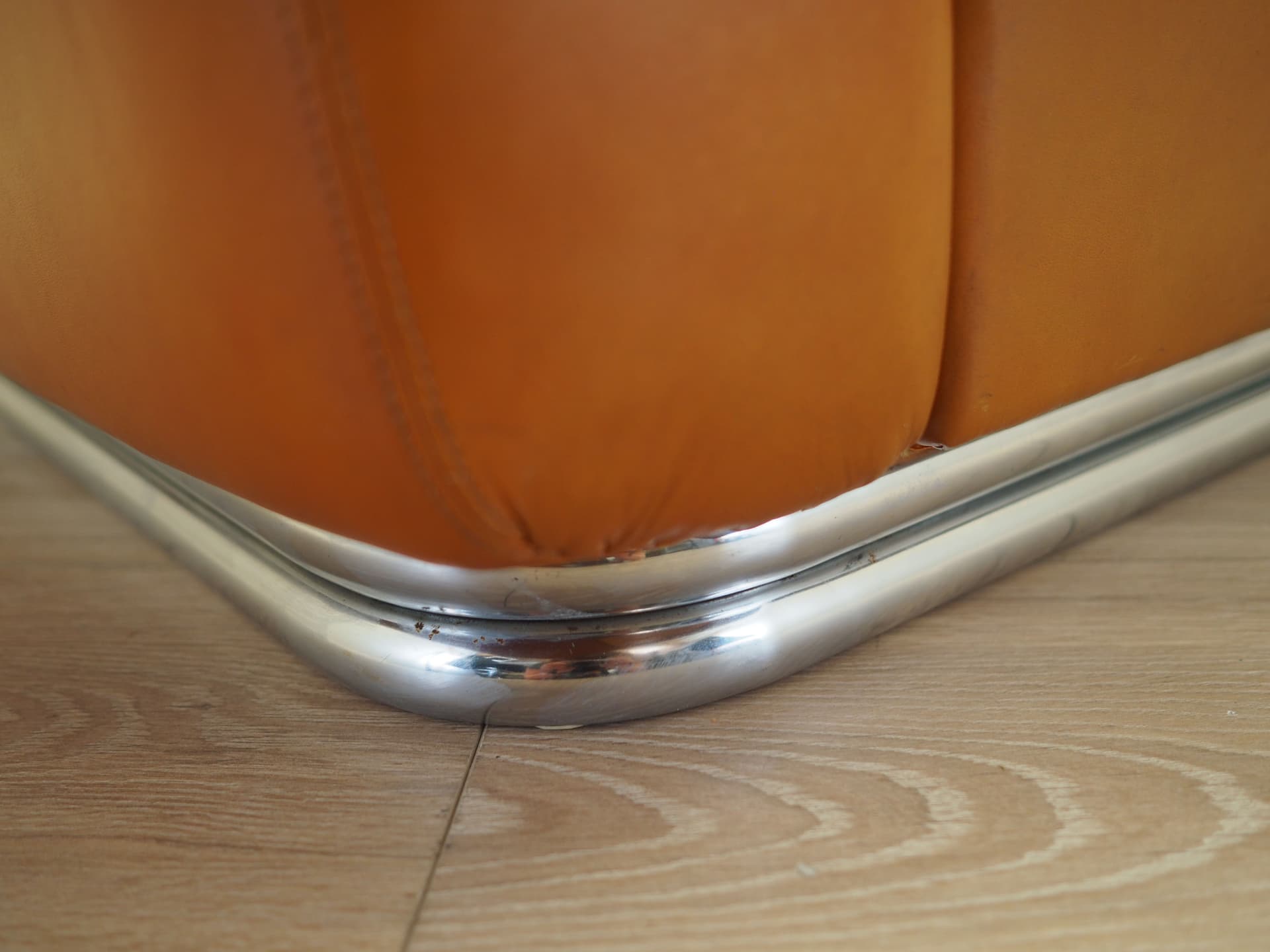 Sofa Space Age, skóra naturalna pomarańczowa, Włochy, lata 60. - 81381