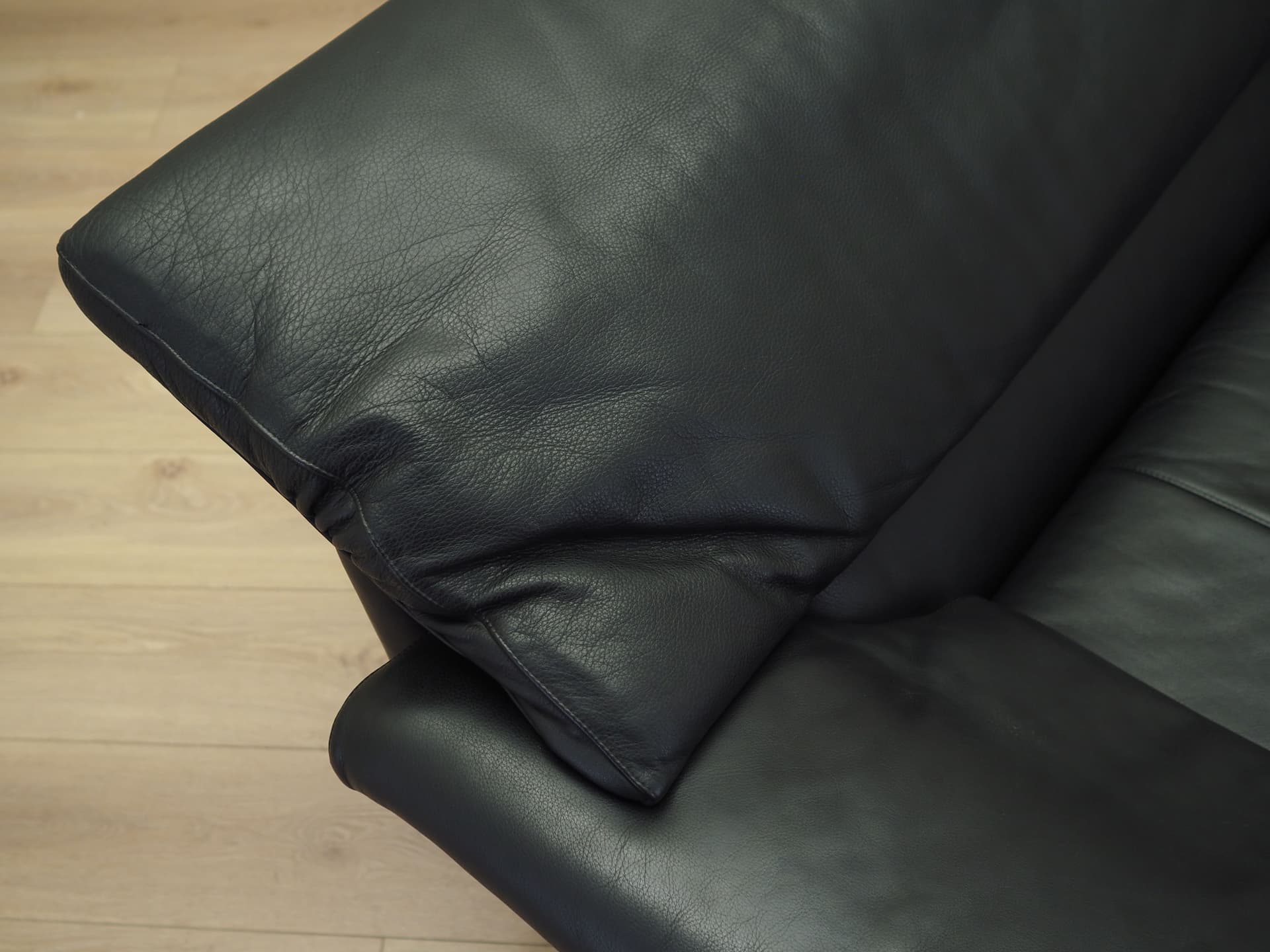 Sofa Alanda, skóra naturalna czarna, proj. P. Piva, B&B Italia, Włochy, lata 80. - 81596