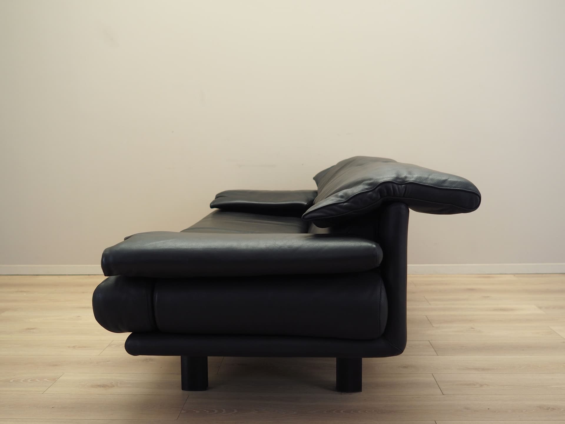 Sofa Alanda, skóra naturalna czarna, proj. P. Piva, B&B Italia, Włochy, lata 80. - 81589