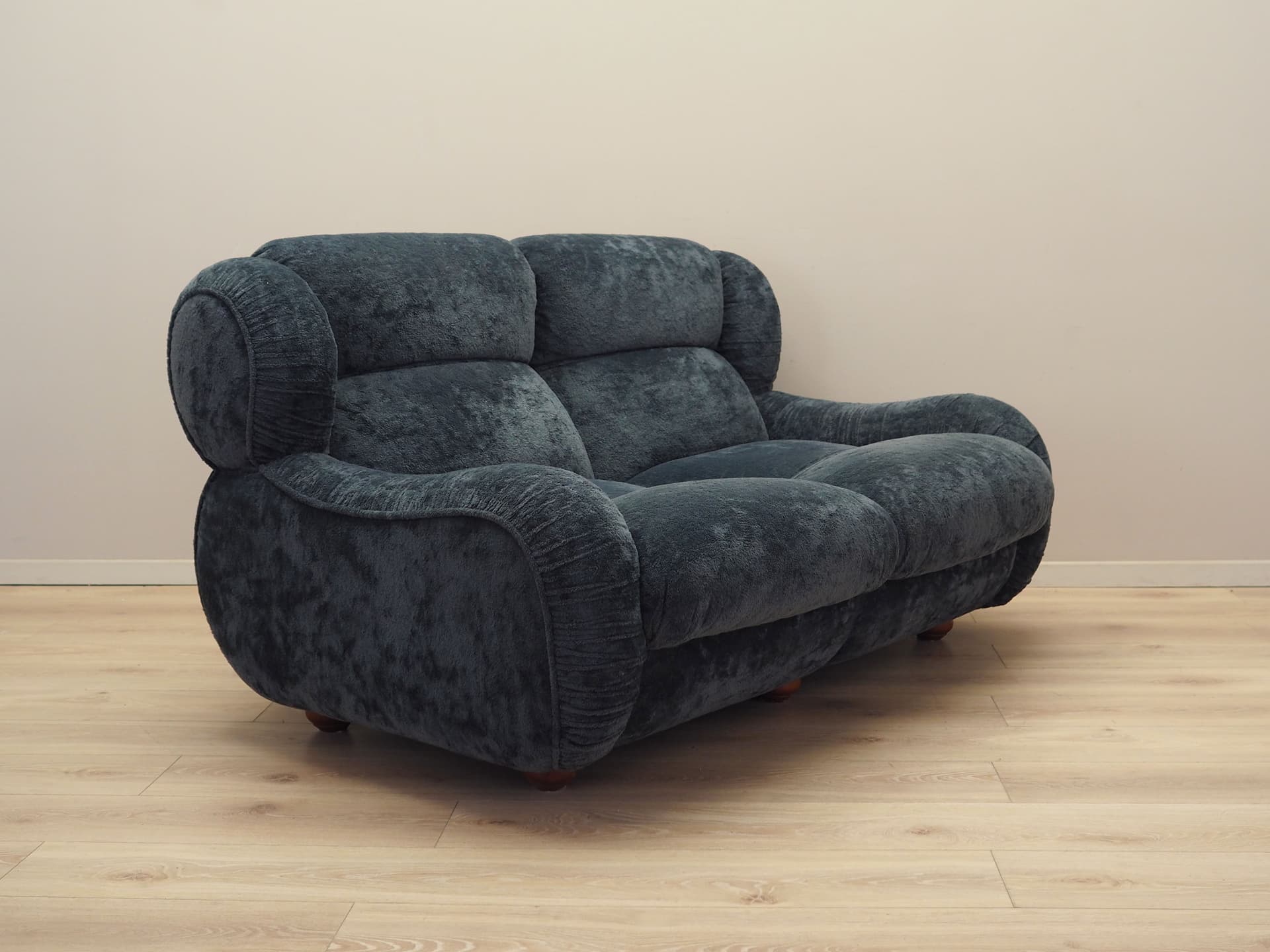 Sofa, granatowy velvet, Włochy, lata 70. - 81605