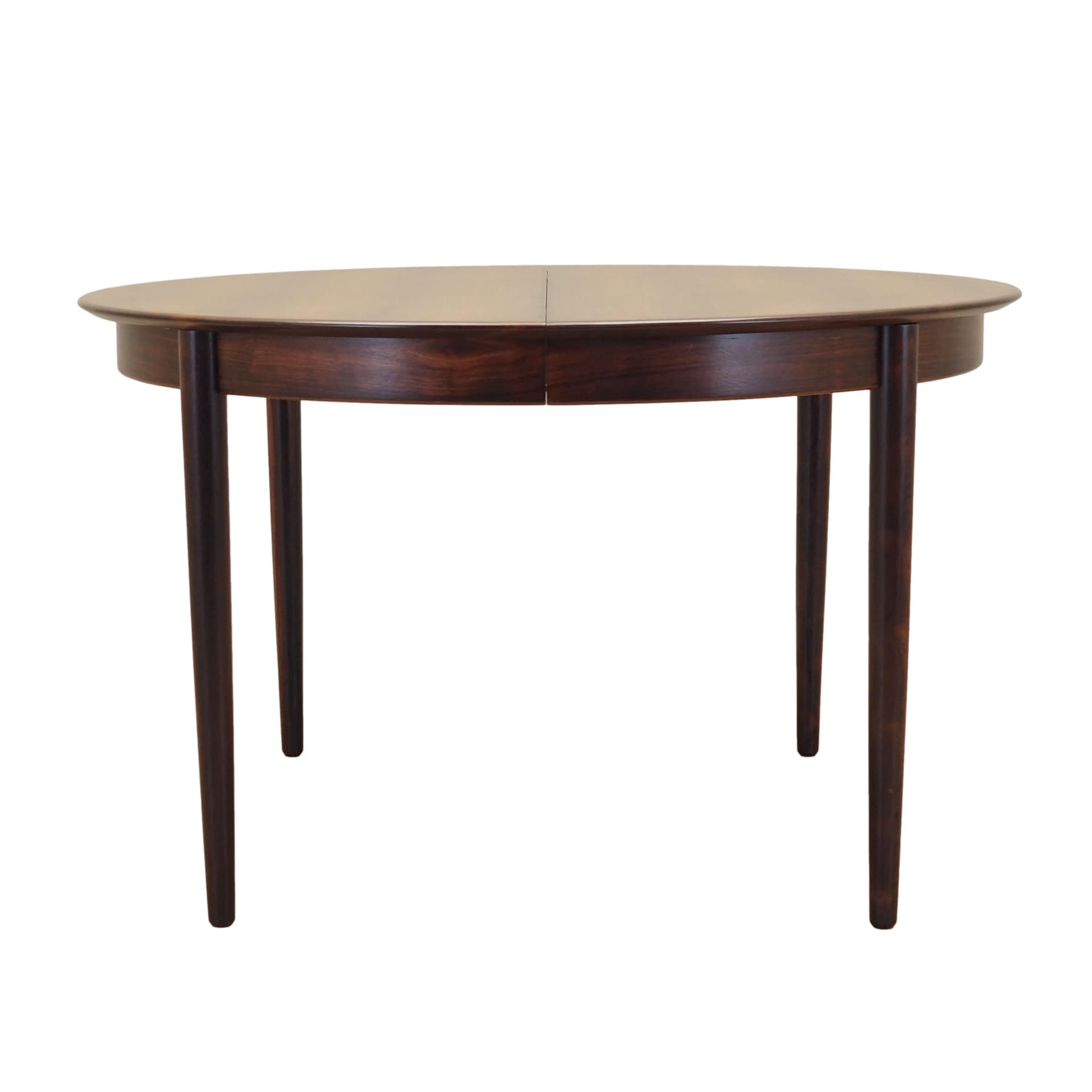 Round dining table, brown rosewood, Skovby Møbelfabrik, Denmark, 1970s.