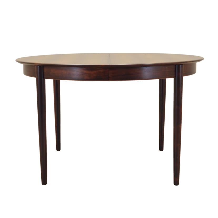 Round dining table, brown rosewood, Skovby Møbelfabrik, Denmark, 1970s.