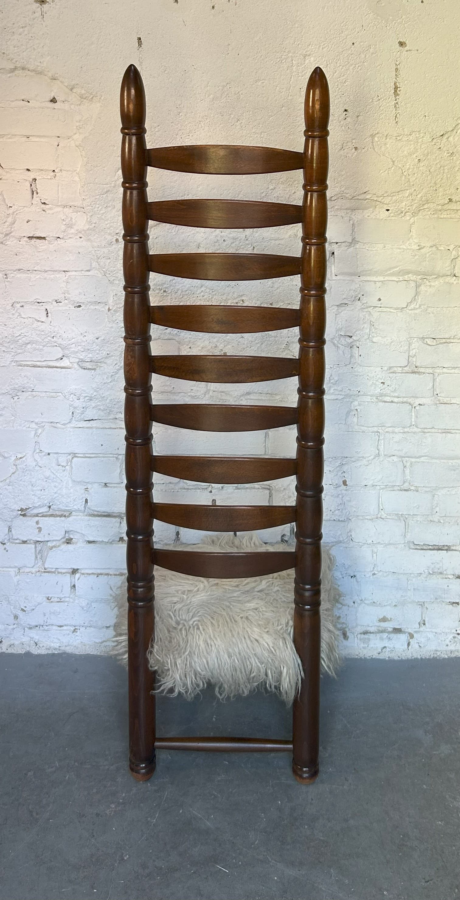 High-back chair, brown wood, 1960s - 6466