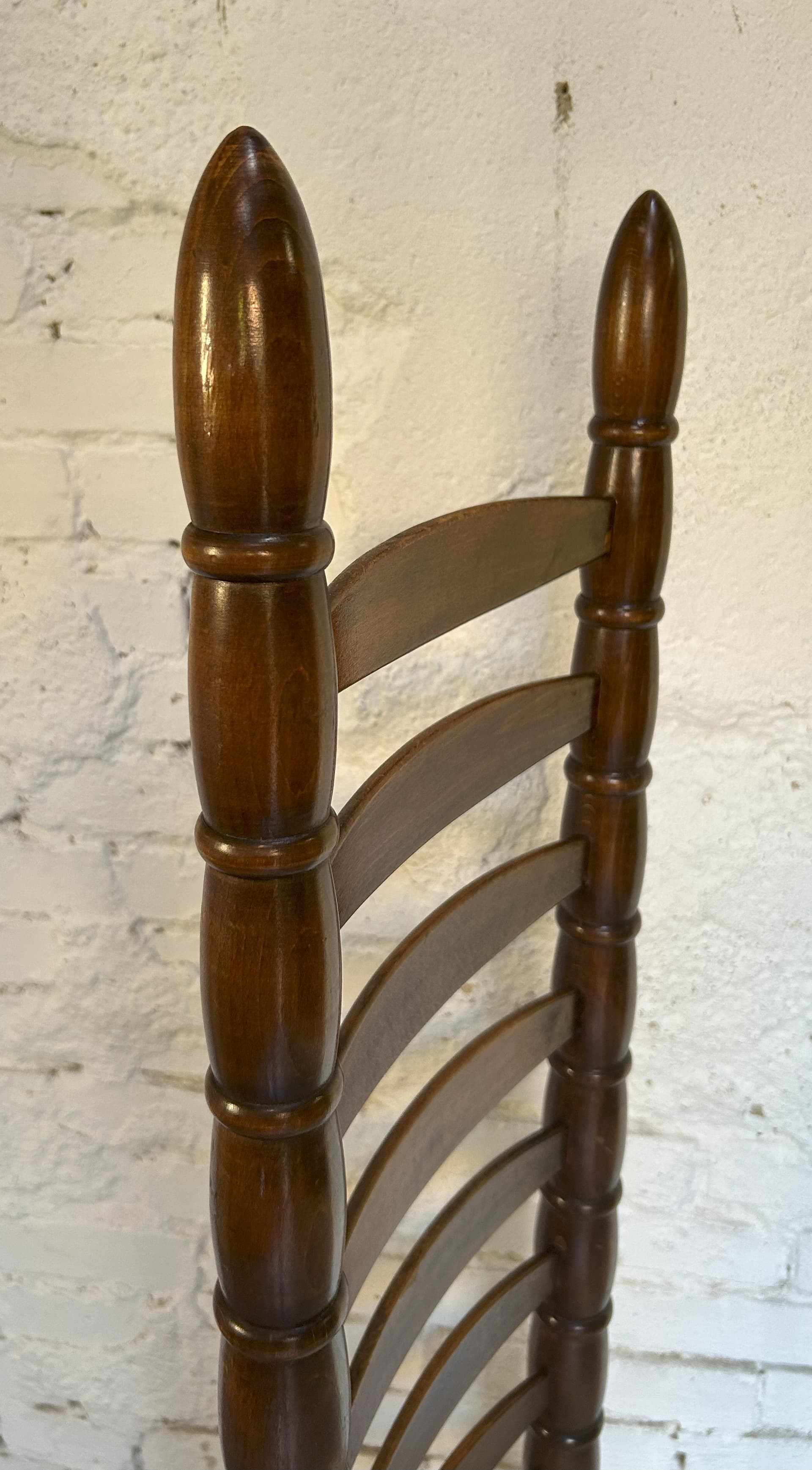 High-back chair, brown wood, 1960s - 6464