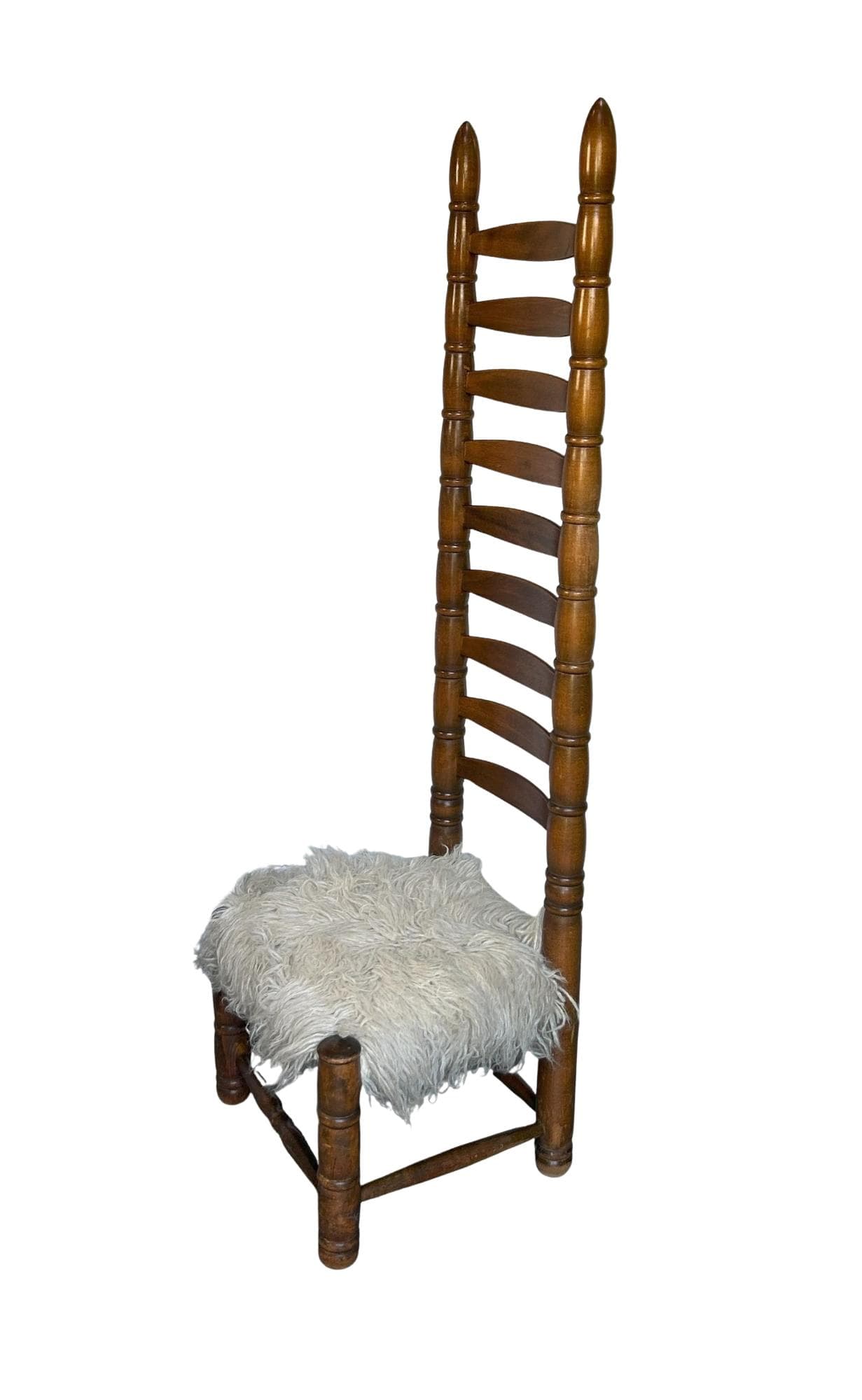 High-back chair, brown wood, 1960s