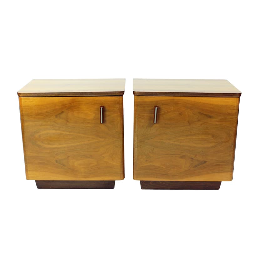 para stolików nocnych, orzech brązowy, Czechosłowacja, lata 60.