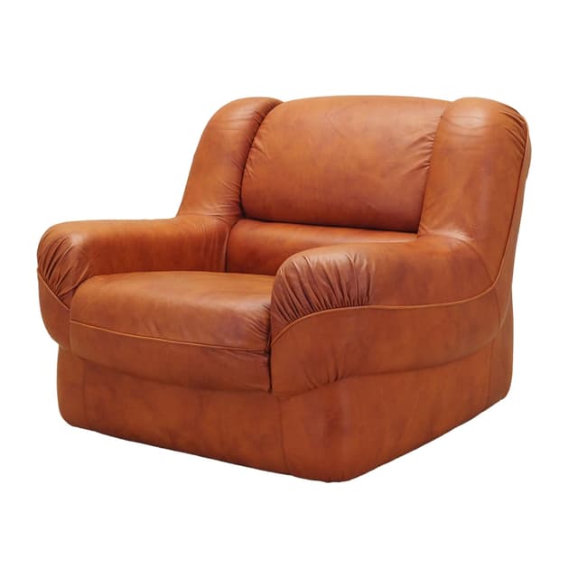 Armchair Space Age, orange natural leather, plastic, Mimo Padova, Italy, 1970s. - DIMENSION