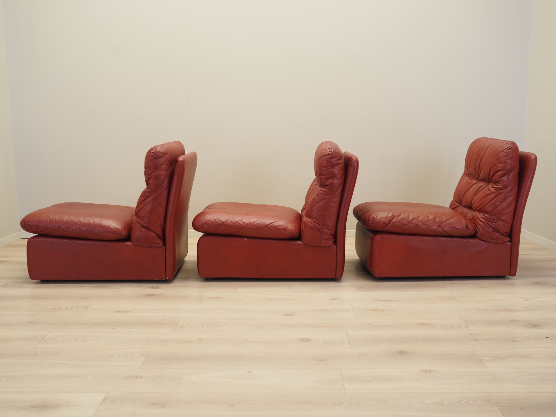 Sofa modułowa, bordowy, skóra naturalna, Włochy, lata 60. - 81870