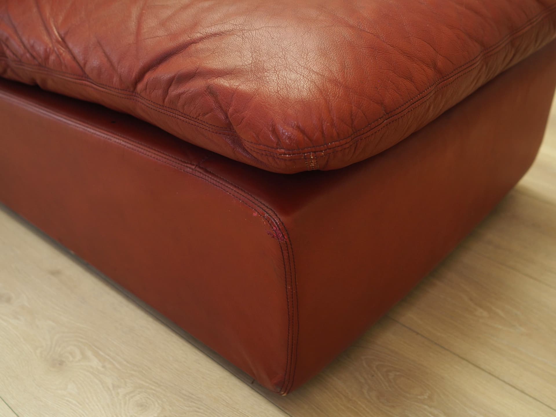 Sofa modułowa, bordowy, skóra naturalna, Włochy, lata 60. - 81880